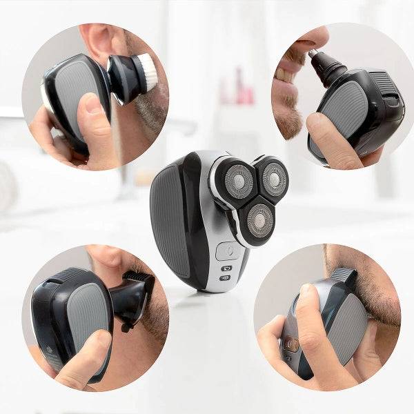 Innovagoods Shavestyler Rasoio 5 in 1 - Autonomia 45min - Batteria 600mAh - IPX7 - Ricaricabile - Acciaio Inossidabile - Multifunzione - Testine Incluse - Include Pettini Guida - 6x9x8cm - Nero