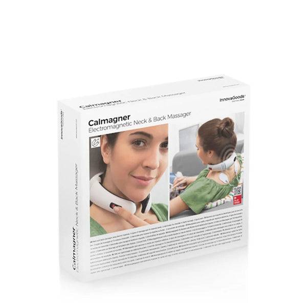 Innovagoods Calmagner Massaggiatore Collo e Schiena Elettromagnetico - Ergonomico - 16 Livelli di Intensità - 6 Modalità di Massaggio - 17x14x5cm - Colore Grigio