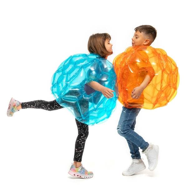 Innovagoods Bumpoy Confezione 2 Bolle Gonfiabili 62cm da Impatto - Resistente all'Acqua - Include Patch di Riparazione - PVC - Colore Blu e Arancione