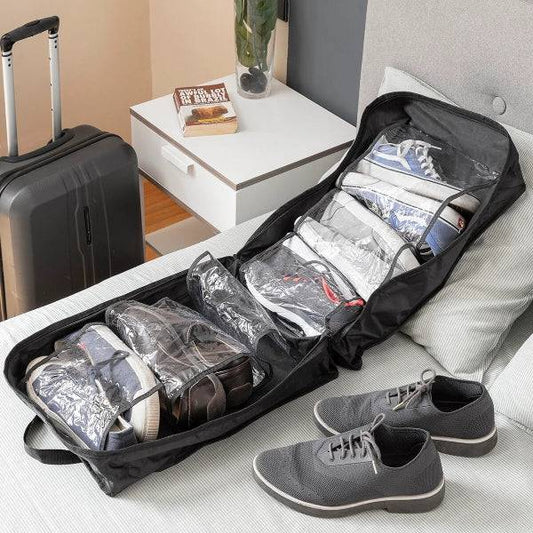Innovagoods Doshen Borsone da Viaggio per Calzature - Capacità 6 Paia - Maniglie da Trasporto - Cerniera - 35x50x20cm - Colore Nero