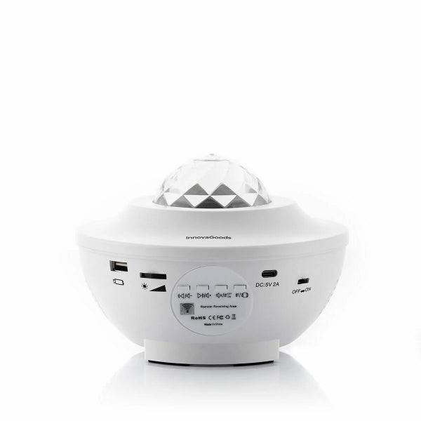 Innovagoods Sedlay Proiettore di Stelle con Altoparlante - Bluetooth - Cavo 145cm - Luce LED - Timer - Antiscivolo - Spegnimento Automatico - 17x12.5cm - Colore Bianco