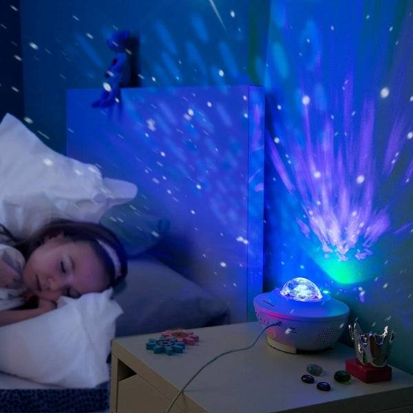 Innovagoods Sedlay Proiettore di Stelle con Altoparlante - Bluetooth - Cavo 145cm - Luce LED - Timer - Antiscivolo - Spegnimento Automatico - 17x12.5cm - Colore Bianco