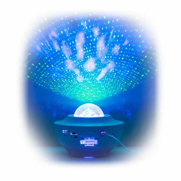 Innovagoods Sedlay Proiettore di Stelle con Altoparlante - Bluetooth - Cavo 145cm - Luce LED - Timer - Antiscivolo - Spegnimento Automatico - 17x12.5cm - Colore Bianco