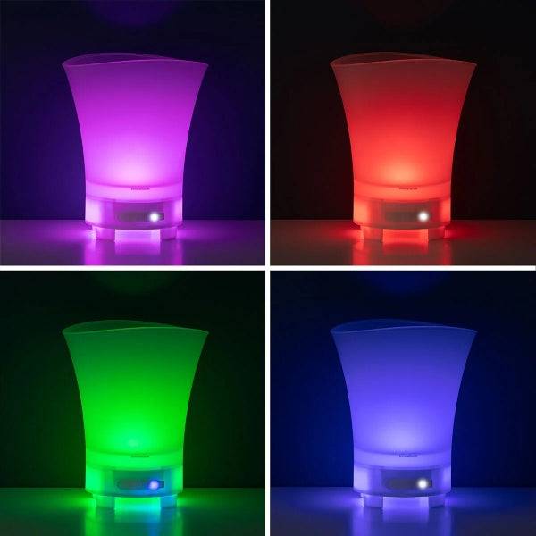Innovagoods Sonice Secchiello per Ghiaccio con Altoparlante 3 in 1 - Bluetooth - Autonomia 4h - Cavo USB Incluso - Batteria 1200mAh - IPX4 - Luce LED RGB - Ricaricabile - Multifunzione - 24,5x29x23,5cm - Colore Bianco