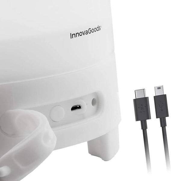 Innovagoods Sonice Secchiello per Ghiaccio con Altoparlante 3 in 1 - Bluetooth - Autonomia 4h - Cavo USB Incluso - Batteria 1200mAh - IPX4 - Luce LED RGB - Ricaricabile - Multifunzione - 24,5x29x23,5cm - Colore Bianco