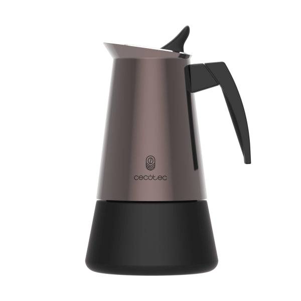 Cecotec Piccolina 900 Macchinetta Caffè Italiana 9 Tazze - Acciaio Inossidabile - Idonea per Gas, Elettrico e Vetroceramica - Guarnizione Silicone - Manico Ergonomico - Valvola di Sicurezza - Colore Bronzo