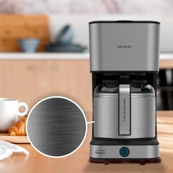 Cecotec Coffee 66 Drop and Thermo Caffettiera a Goccia per 10 Tazze - 950W - Capacità 1,2L - Termostato - Thermos Acciaio Inossidabile - Sistema Antisgocciolamento - Spegnimento Automatico - Colore Nero e Grigio