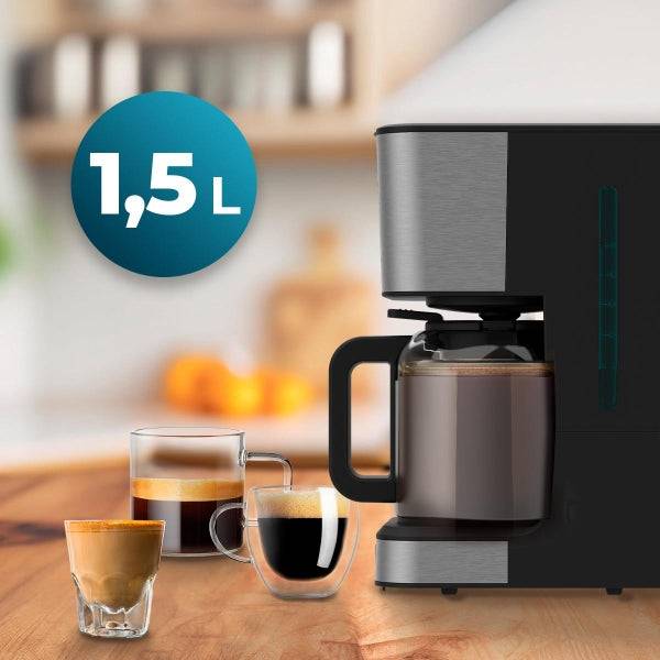 Cecotec Coffee 66 Drop and Thermo Caffettiera a Goccia per 10 Tazze - 950W - Capacità 1,2L - Termostato - Thermos Acciaio Inossidabile - Sistema Antisgocciolamento - Spegnimento Automatico - Colore Nero e Grigio