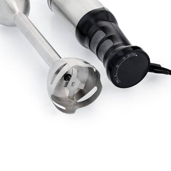 Blaupunkt Frullatore a Mano - Potenza 1500W - Tritatutto 500ml - Bicchiere 1 Litro - Frusta Montaclaracchè - Lame Acciaio Inox - Modalità Turbo - Colore Nero e Grigio