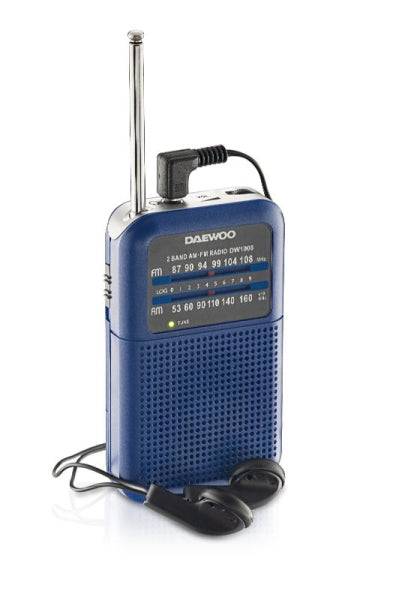 Daewoo DW1008 Radio Portatile AM/FM - Antenna Telescopica e Sintonizzazione Analogica Precisa - Altoparlante Integrato - Uscita Cuffie Jack 3.5mm - Compatto e Leggero per Uso Quotidiano