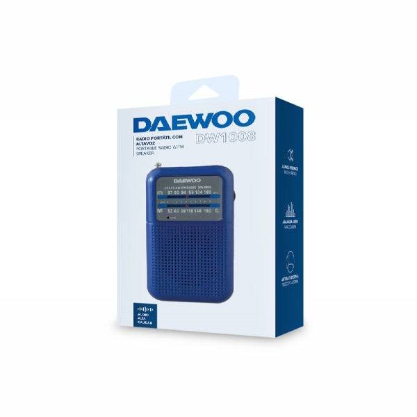 Daewoo DW1008 Radio Portatile AM/FM - Antenna Telescopica e Sintonizzazione Analogica Precisa - Altoparlante Integrato - Uscita Cuffie Jack 3.5mm - Compatto e Leggero per Uso Quotidiano