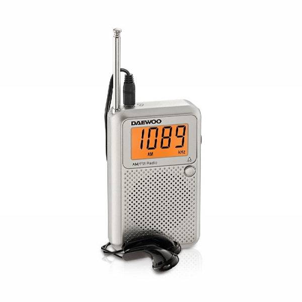 Daewoo Radio AM/FM - Display Digitale - Jack 3.5mm - Antenna Telescopica - Altoparlante Integrato - Colore Grigio
