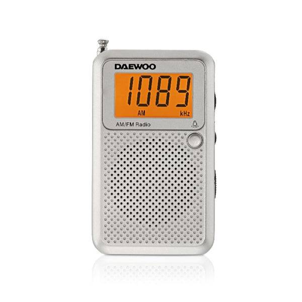 Daewoo Radio AM/FM - Display Digitale - Jack 3.5mm - Antenna Telescopica - Altoparlante Integrato - Colore Grigio