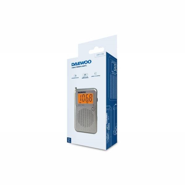 Daewoo Radio AM/FM - Display Digitale - Jack 3.5mm - Antenna Telescopica - Altoparlante Integrato - Colore Grigio