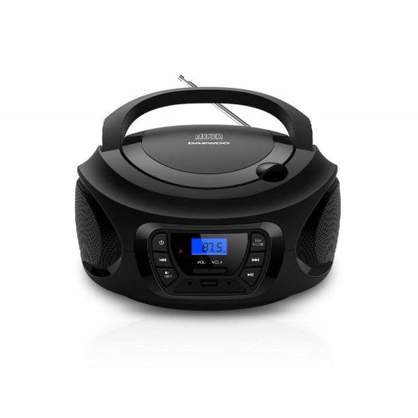Daewoo Radio CD - USB - Jack 3.5mm - Bluetooth - Sintonizzazione Automatica - Maniglia di Trasporto - Display LCD - Colore Nero e Blu
