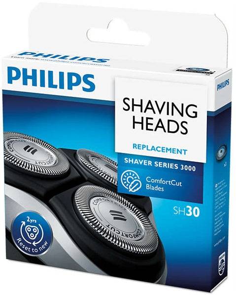 Philips Confezione 3 Testine di Ricambio per Rasoi Series 1000 e 3000 - Lame Autosmeriglianti - Tracciamento Contorni - Colore Acciaio