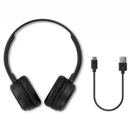 Philips Cuffie Sovraurali Wireless - Bluetooth - Isolamento Acustico - Batteria 250mAh - Portata 10m - Microfono Integrato - Controlli in Cuffia - Speaker 30mm - Pieghevole - Colore Nero