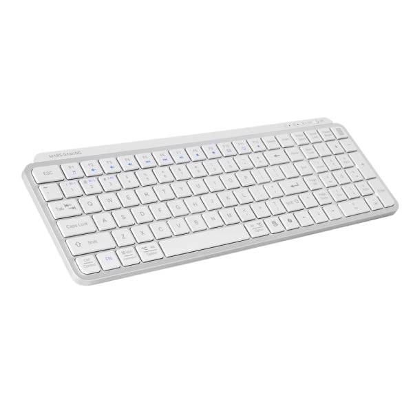 Mars Gaming MK-SILENKEYS Tastiera Completa Wireless - Bluetooth - Layout Portoghese QWERTY PT - 720mAh - Tasti Silenziosi Profilo Basso - Accessi Diretti - 384x132x24mm - Bianco