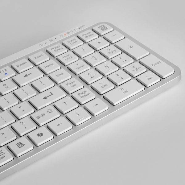 Mars Gaming MK-SILENKEYS Tastiera Completa Wireless - Bluetooth - Layout Portoghese QWERTY PT - 720mAh - Tasti Silenziosi Profilo Basso - Accessi Diretti - 384x132x24mm - Bianco