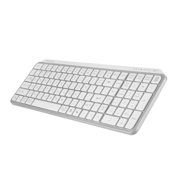 Mars Gaming MK-SILENKEYS Tastiera Completa Wireless - Bluetooth - Layout Portoghese QWERTY PT - 720mAh - Tasti Silenziosi Profilo Basso - Accessi Diretti - 384x132x24mm - Bianco