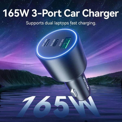 Vention Caricabatterie Auto per Smartphone - 165W - 2xUSB-C - USB-A - Power Delivery 3.0 - Qualcomm 3.0 - Colore Nero