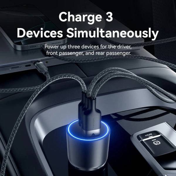 Vention Caricabatterie Auto per Smartphone - 165W - 2xUSB-C - USB-A - Power Delivery 3.0 - Qualcomm 3.0 - Colore Nero