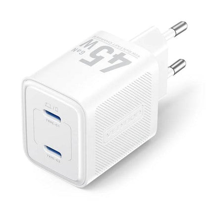 Vention Caricabatterie da Parete - 45W - GaN - 2xUSB-C - Power Delivery 3.0 - Qualcomm 3.0 - Colore Bianco