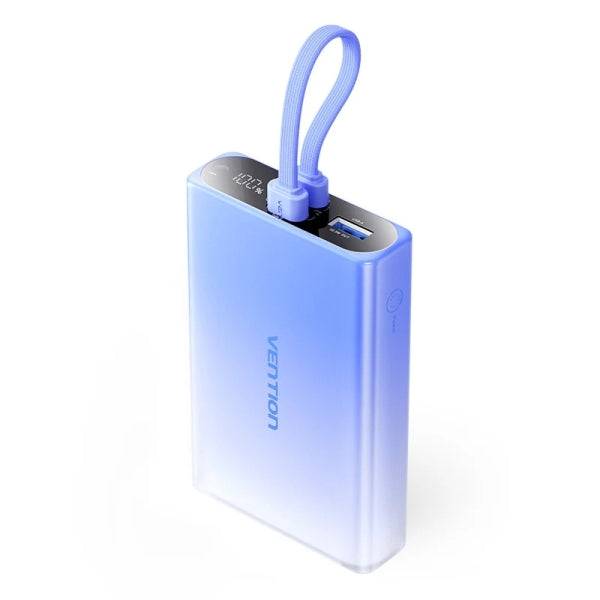 Vention Powerbank da 10000mAh - Potenza di Uscita fino a 22.5W - USB-A - USB-C - Display - Torcia LED Integrata - Idoneo per Viaggi Aerei - 108x68x22mm