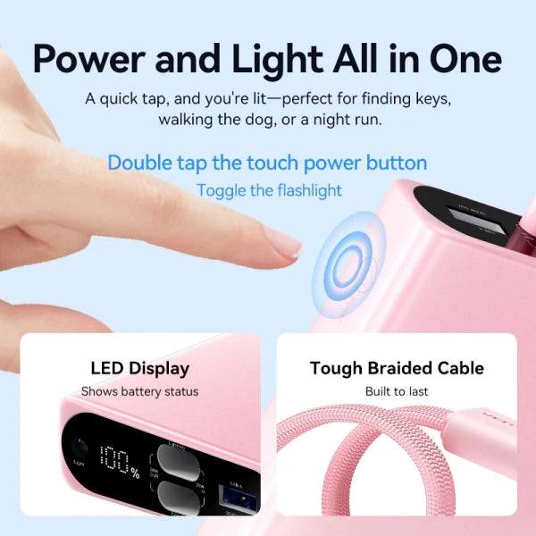 Vention Powerbank da 10000mAh - Potenza di Uscita fino a 22.5W - USB-A - USB-C - Display - Torcia LED Integrata - Idoneo per Viaggi Aerei - Colore Giallo