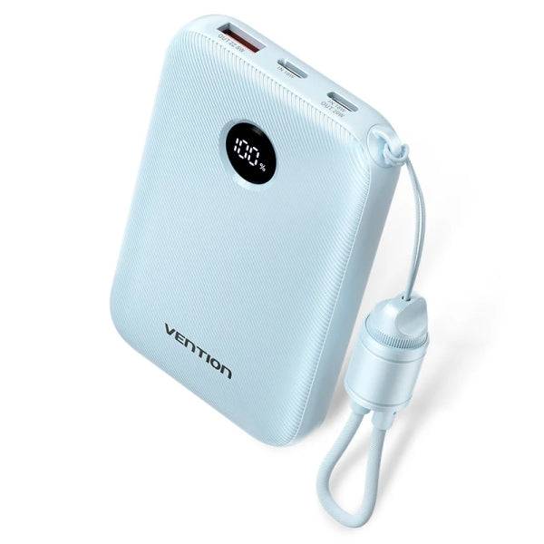 Vention Power Bank 10000mAh - Potenza di Uscita fino a 22.5W - USB-A - USB-C - Display LED - Cavo USB-C 17cm - Idoneo per Viaggi Aerei