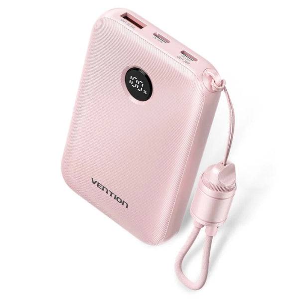 Vention Power Bank 10000mAh - Potenza di Uscita fino a 22.5W - USB-A - USB-C - Display LED - Cavo USB-C 17cm - Idoneo per Viaggi Aerei