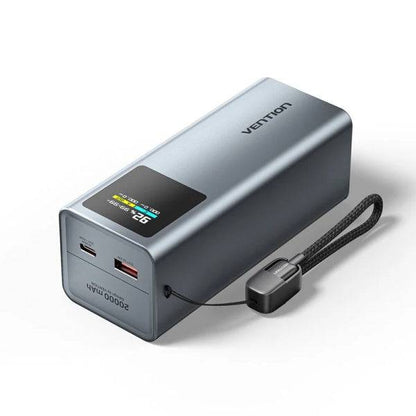 Vention Powerbank 20000mAh - Potenza di Uscita fino a 100W - Power Delivery - USB-A - USB-C - Display TFT - Tecnologia PPS e UFCS - Colore Grigio