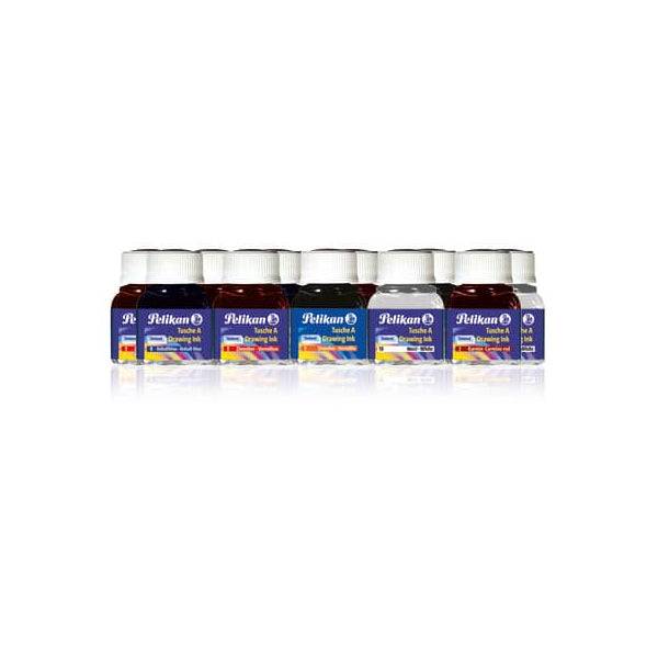Pelikan 523 Confezione di 10 Inchiostri Cinesi - 10ml - Pigmentazione Intensa - Colori Assortiti