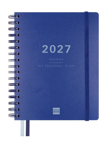 Finocam Tempus Agenda a Spirale - 16 Mesi - Settimanale Verticale - Formato 4º - 155x217mm - Copertine in Polipropilene - Carta Crema 80g/m2 - Elastico - Adesivi Tematici - Colore Blu