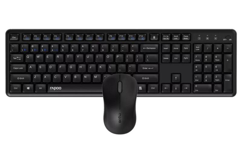 Rapoo 8150M Silent Pack Tastiera + Mouse Wireless - Bluetooth e 2.4GHz - Mouse 1300 DPI - Autonomia fino a 12 Mesi - Colore Nero