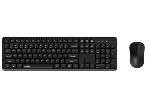 Rapoo 8150M Silent Pack Tastiera + Mouse Wireless - Bluetooth e 2.4GHz - Mouse 1300 DPI - Autonomia fino a 12 Mesi - Colore Nero