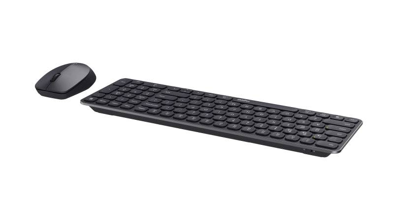 Rapoo 9310M Pack Tastiera Ultrasottile + Mouse Wireless - Bluetooth e 2.4GHz - Mouse 2400 DPI - Autonomia fino a 12 Mesi - Colore Nero