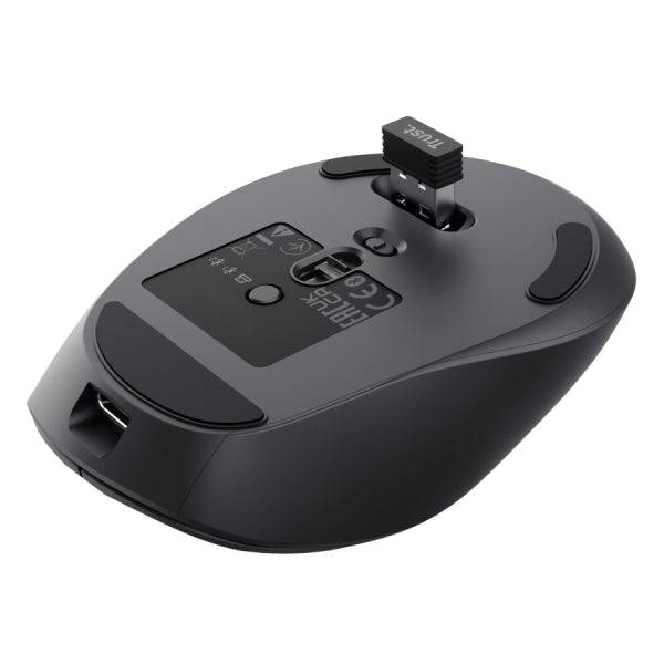 Trust Zevo Mouse Wireless - Regolabile fino a 4000dpi - Bluetooth - Clic Silenzioso - Ricevitore USB-A - Multidispositivo - 40x70x104mm - Colore Nero