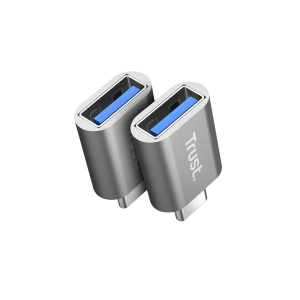 Trust Calyx Confezione da 2 Adattatori USB 3.0 - USB-A Femmina - USB-C Maschio - 8x15x32mm - Colore Grigio