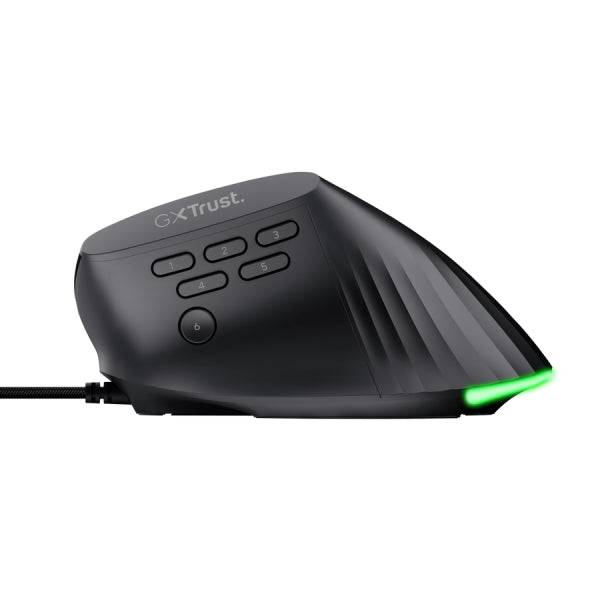 Trust GXT 145 Rexxa Mouse Gaming Ergonomico con 10 Pulsanti - Regolabile fino a 12.800dpi - Luce LED RGB - Multi-Dispositivo - 59x79x120mm - Colore Nero
