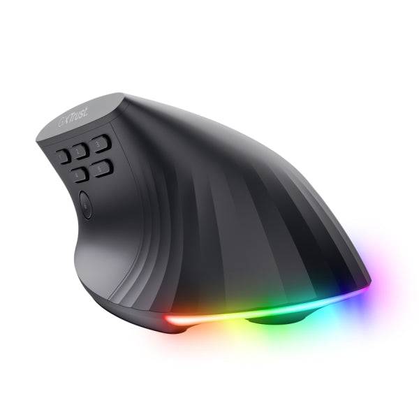 Trust GXT 145 Rexxa Mouse Gaming Ergonomico con 10 Pulsanti - Regolabile fino a 12.800dpi - Luce LED RGB - Multi-Dispositivo - 59x79x120mm - Colore Nero