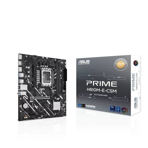 Asus Prime H810M-E-CSM Scheda Madre Intel 1851 2x DDR5, 2x M2, 4x Sata III, PCIe 4.0, USB 2.0, 3.2, RJ-45, HDMI, DisplayPort, MicroATX