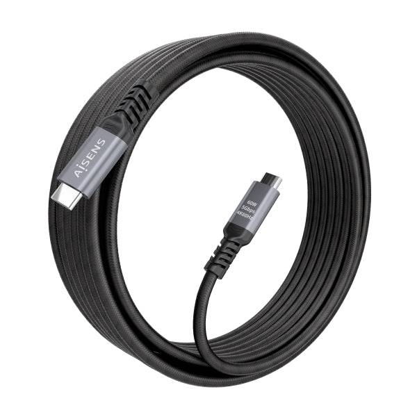 Aisens Cavo USB-C Maschio - Supporta fino a 60W - Lunghezza 7m - Velocità Trasferimento fino a 5Gbps - Risoluzione 4K - Alluminio - Colore Nero