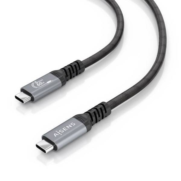 Aisens Cavo USB-C Maschio - Supporta fino a 60W - Lunghezza 7m - Velocità Trasferimento fino a 5Gbps - Risoluzione 4K - Alluminio - Colore Nero