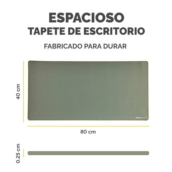 Fellowes Breyta Tappetino da Scrivania - Antiscivolo - Protezione Antimicrobica - Antiriflesso - Realizzato con Materiale Riciclato - 40x80x0.25cm - Colore Verde Salvia