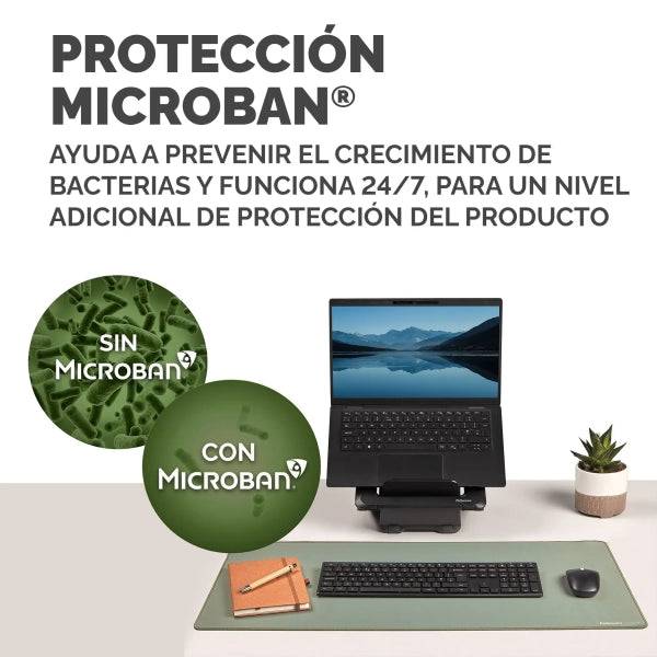 Fellowes Breyta Tappetino da Scrivania - Antiscivolo - Protezione Antimicrobica - Antiriflesso - Realizzato con Materiale Riciclato - 40x80x0.25cm - Colore Verde Salvia