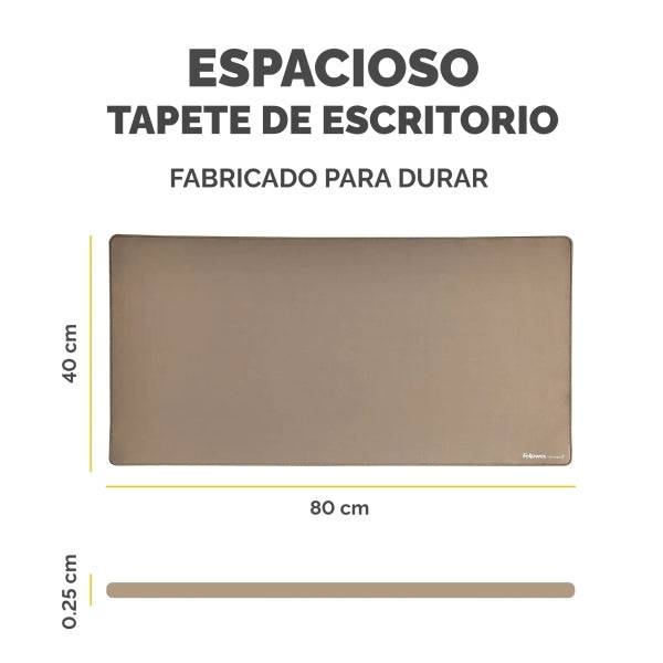 Fellowes Breyta Tappetino da Scrivania - Antiscivolo - Protezione Antimicrobica - Antiriflesso - Realizzato con Materiale Riciclato - 40x80x0.25cm - Colore Beige Sabbia