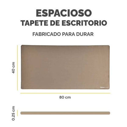Fellowes Breyta Tappetino da Scrivania - Antiscivolo - Protezione Antimicrobica - Antiriflesso - Realizzato con Materiale Riciclato - 40x80x0.25cm - Colore Beige Sabbia