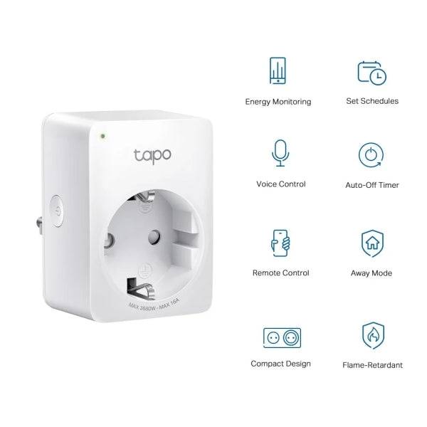 TP-Link Tapo P110 Confezione 2 Prese Intelligenti - WiFi - Spegnimento Automatico - Monitoraggio Energia e Consumo - Modalità Assenza - Controllo con App e Assistenti Virtuali - Colore Bianco