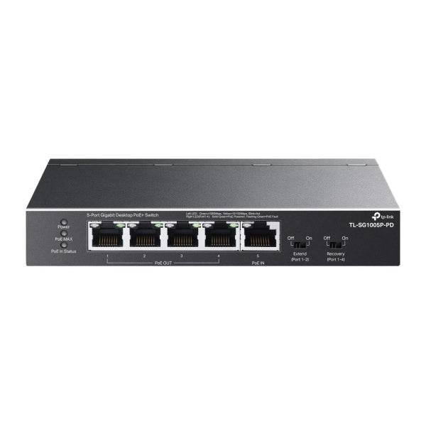 TP-Link TL-SG1005P-PD Switch 5 Porte RJ45 1Gbps - Copertura Fino a 250m con Cavo - Commutazione Fino a 10Gbps - Recupero Automatico - Plug and Play - Carcassa Metallica - Colore Nero